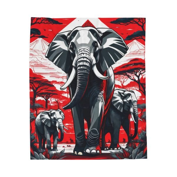 Plush Blanket, Nice Elephants Design in Strong Red and Black, Cozy Throw for Animal Lovers, Elephant Print Bedding, Soft Fleece Cover for - Image 5