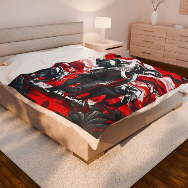 Plush Blanket, Nice Elephants Design in Strong Red and Black, Cozy Throw for Animal Lovers, Elephant Print Bedding, Soft Fleece Cover for - Image 12