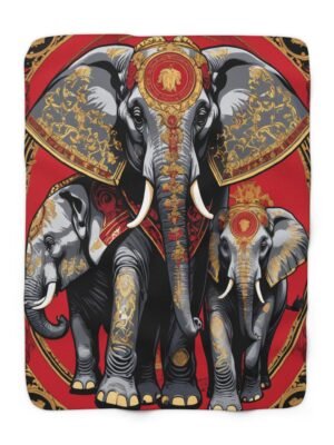 Sherpa Blanket, elephant design, India - Cozy Throw for Animal Lovers, Boho Home Decor - Gift for Nature Enthusiasts, Elephant Lovers,