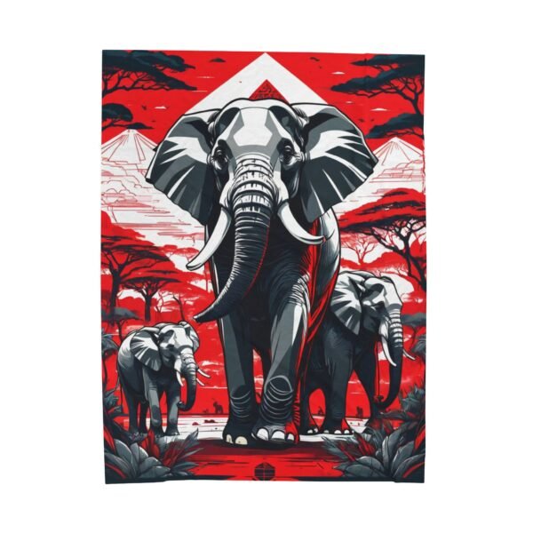 Plush Blanket, Nice Elephants Design in Strong Red and Black, Cozy Throw for Animal Lovers, Elephant Print Bedding, Soft Fleece Cover for - Image 9