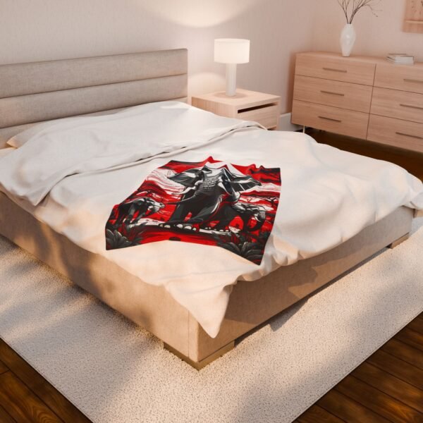 Plush Blanket, Nice Elephants Design in Strong Red and Black, Cozy Throw for Animal Lovers, Elephant Print Bedding, Soft Fleece Cover for - Image 4
