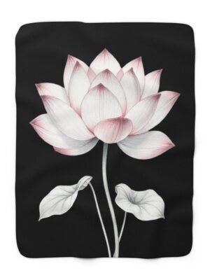 Lotus Flower Sherpa Fleece Blanket - Cozy Floral Design for Relaxation