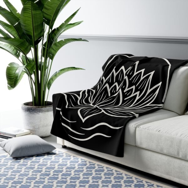 Lotus Blossom Sherpa Fleece Blanket - Cozy Meditation Throw for Relaxation & Mindfulness - Image 3
